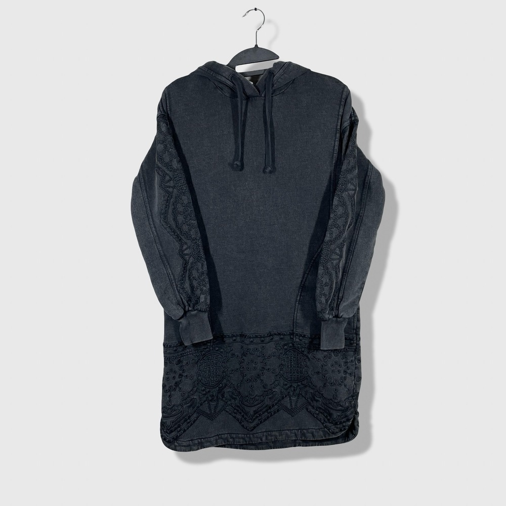 Daily Practice Hoodie Dress Women XXS Black Boho‎ Embroidered Athleisure Casual